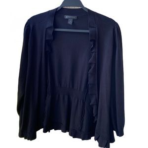 🖤 I.N.C. Soft Knit Ruffle Trimmed Open Shrug Cardigan 3/4-Sleeve Deep Black, 2X